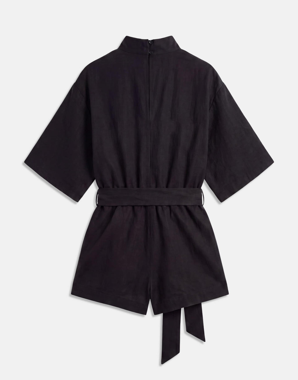 ASOS DESIGN high neck short sleeve techy romper in black