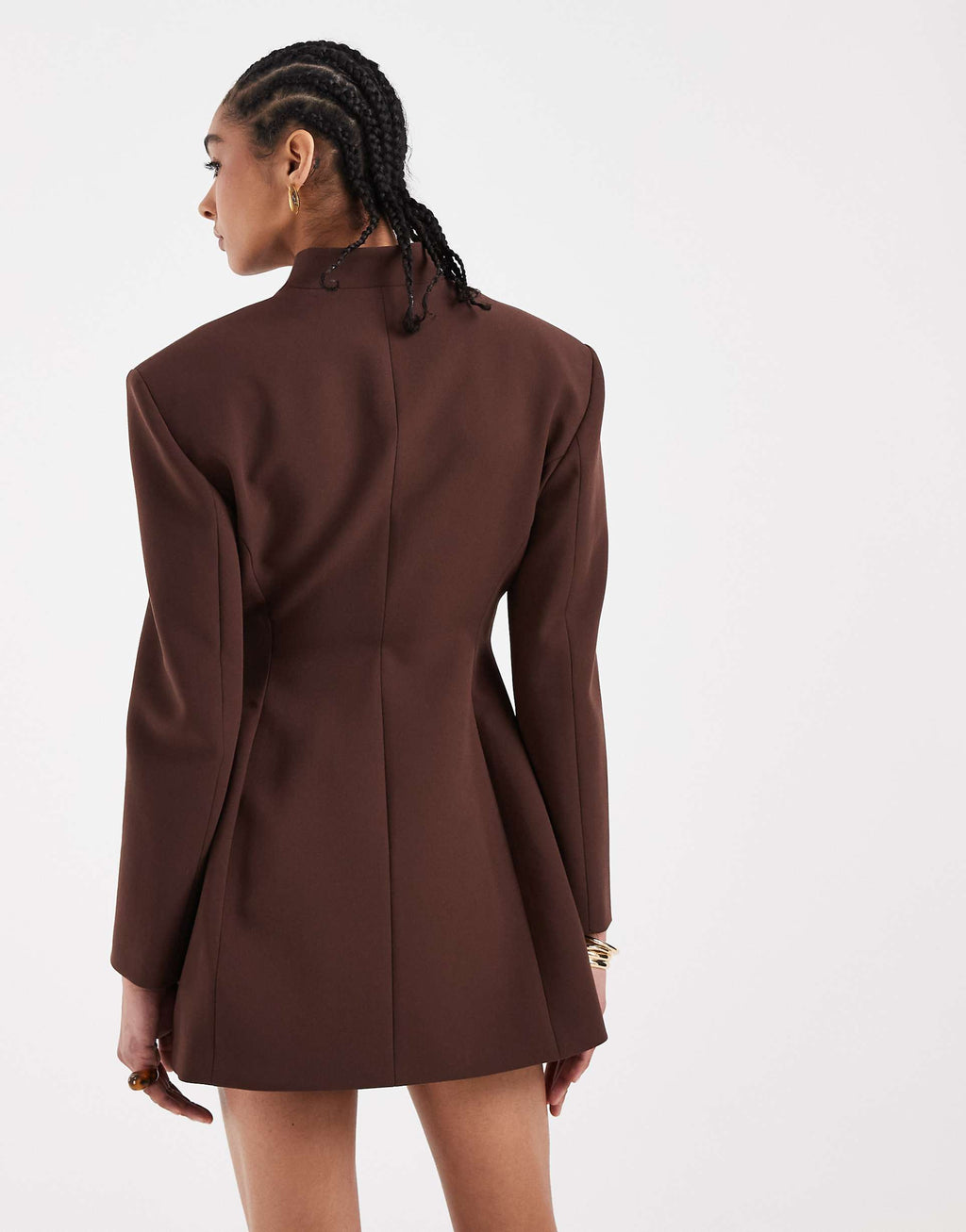 ASOS DESIGN wrap neck blazer dress in chocolate