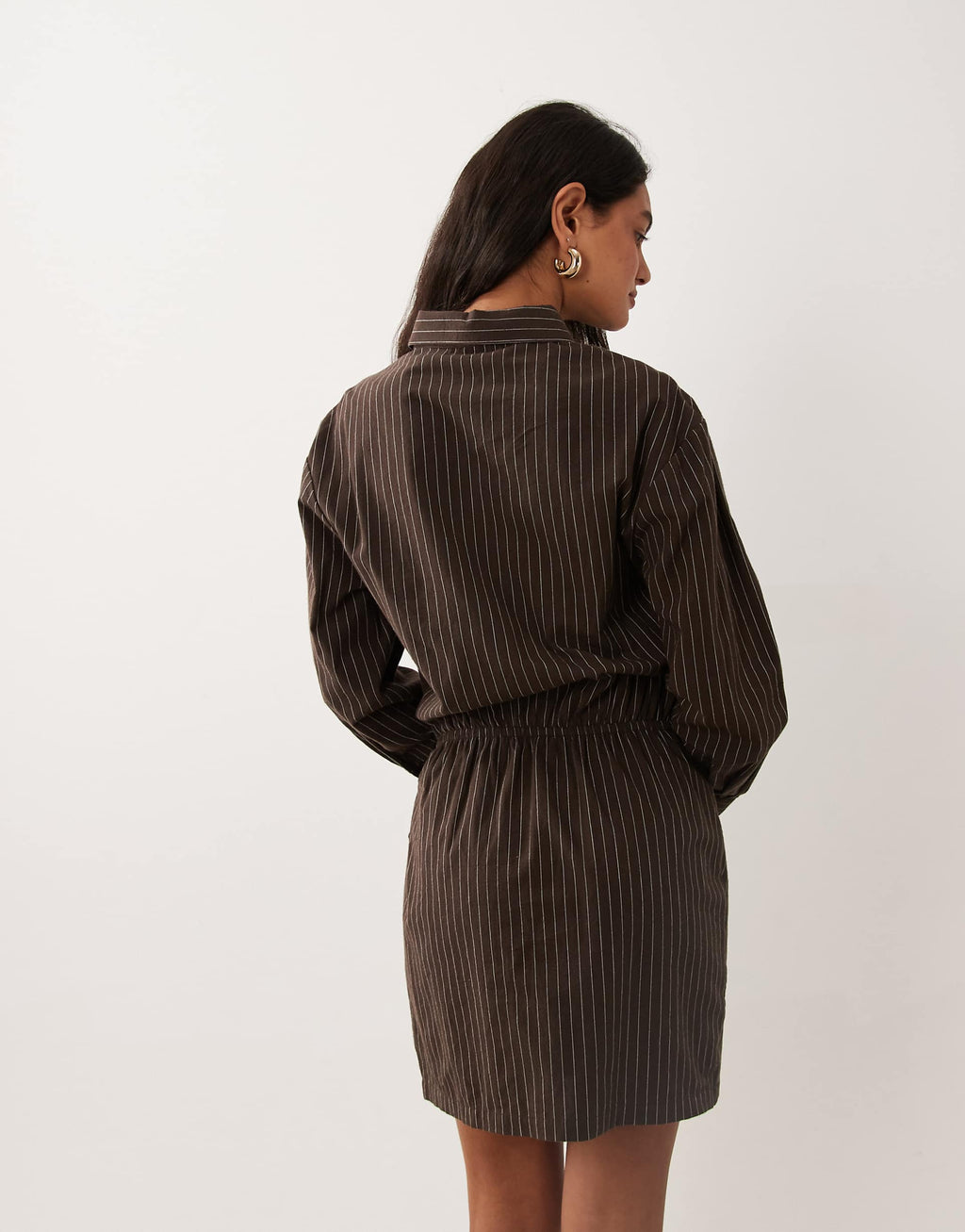 Cotton On shirt mini dress in dark oak stripe