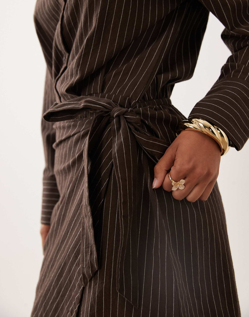 Cotton On shirt mini dress in dark oak stripe