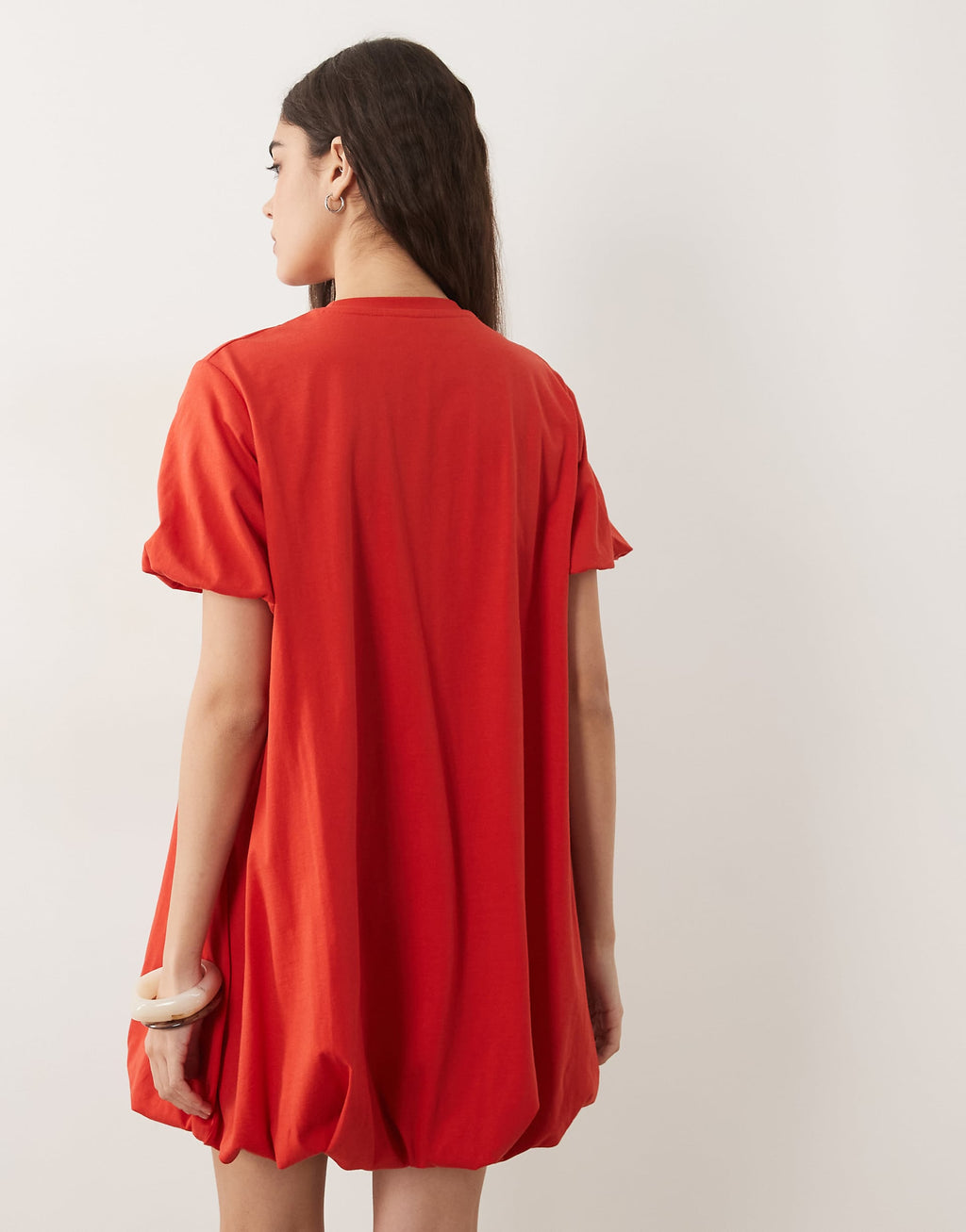 ASOS DESIGN short puff sleeve bubble mini dress in red