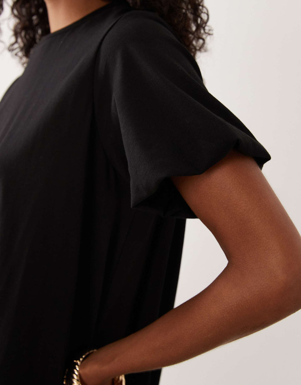 ASOS DESIGN short puff sleeve bubble mini dress in black