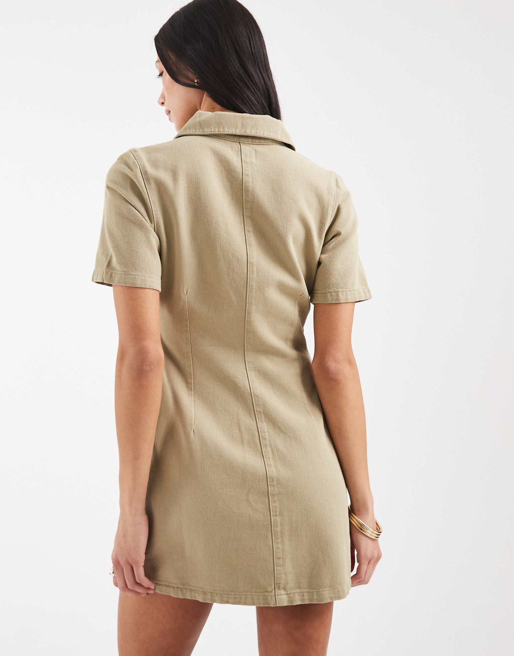 ASOS DESIGN button up mini dress in stone wash