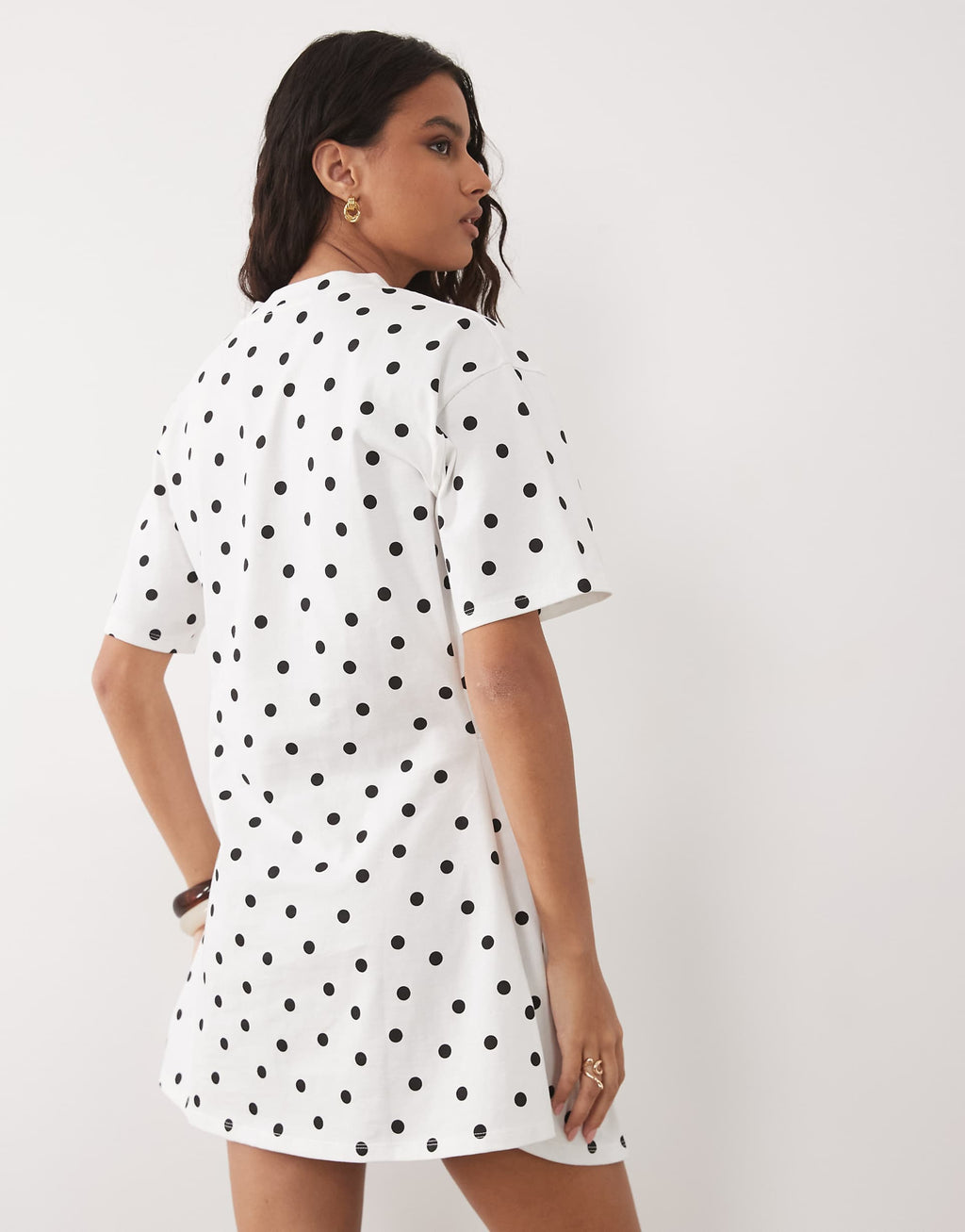 ASOS DESIGN wrapped waist mini dress in mono polka dot
