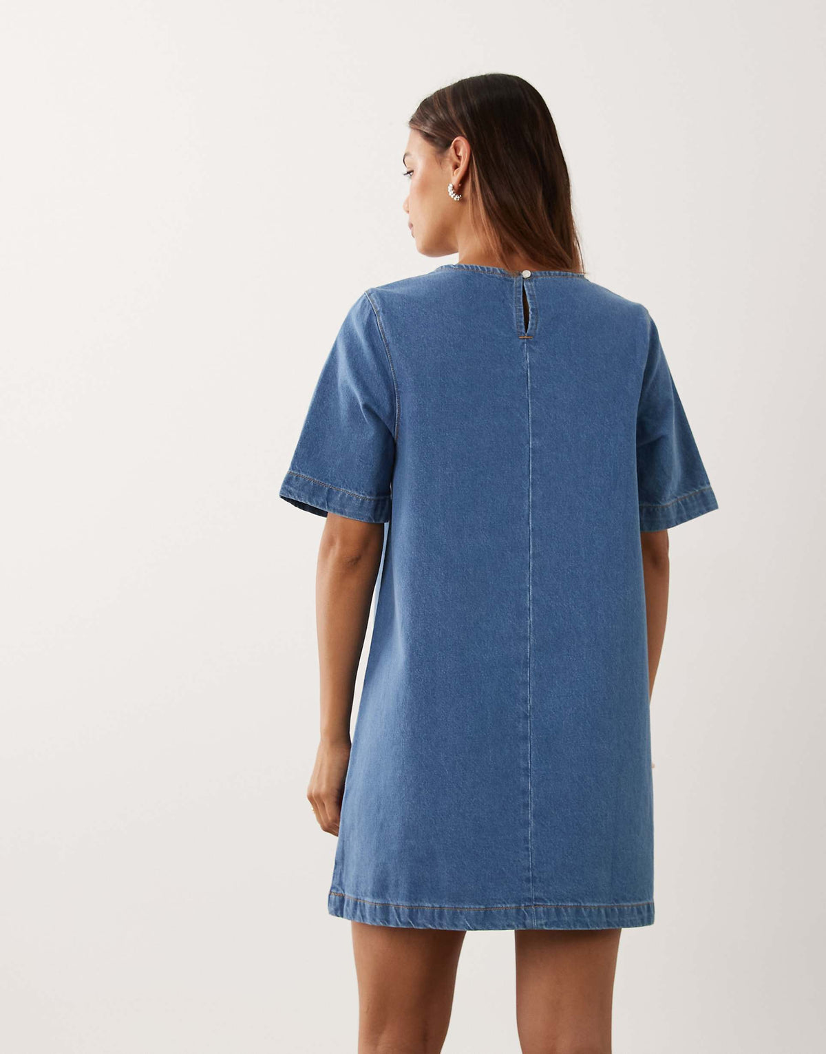 ASOS DESIGN denim t-shirt mini dress in mid blue