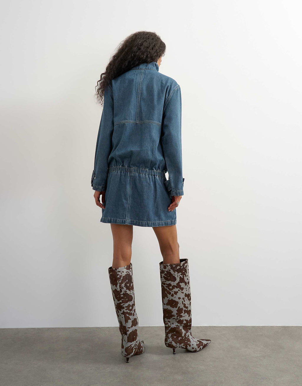 Topshop funnel bubble dress in mid blue
