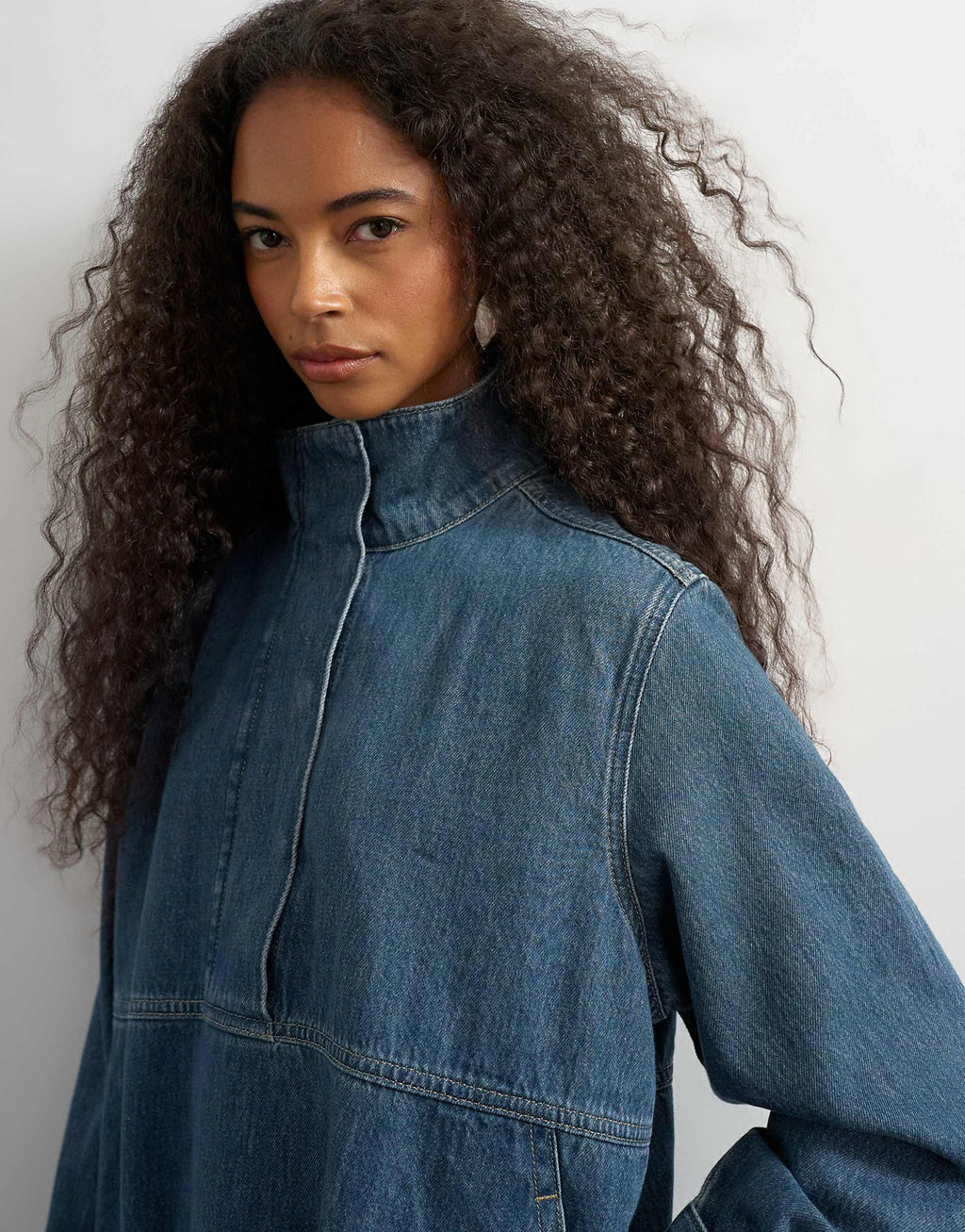 Topshop funnel bubble dress in mid blue