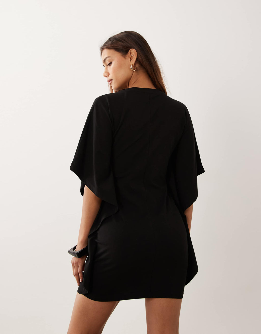 ASOS DESIGN cape style mini dress with tee collar neck in black