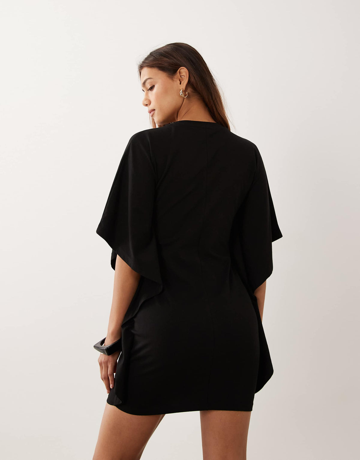 ASOS DESIGN cape style mini dress with tee collar neck in black