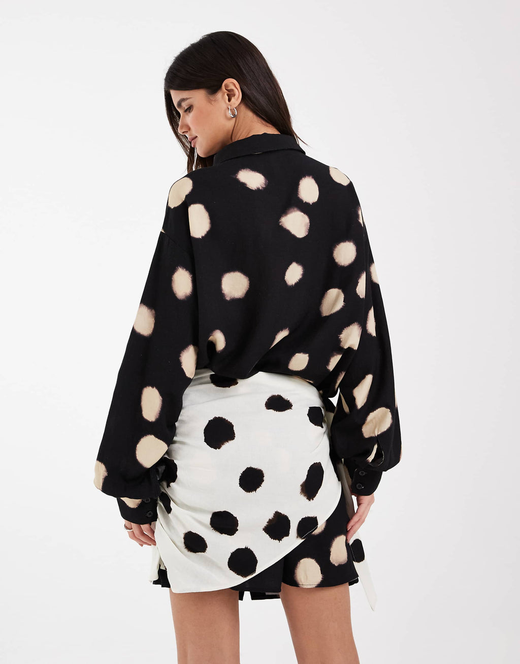 ASOS DESIGN dot shirt dress with contrast scarf