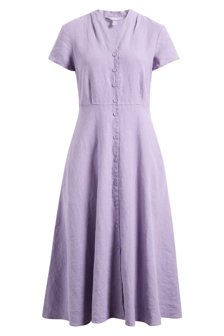 Carved Wood Linen Midi Dress