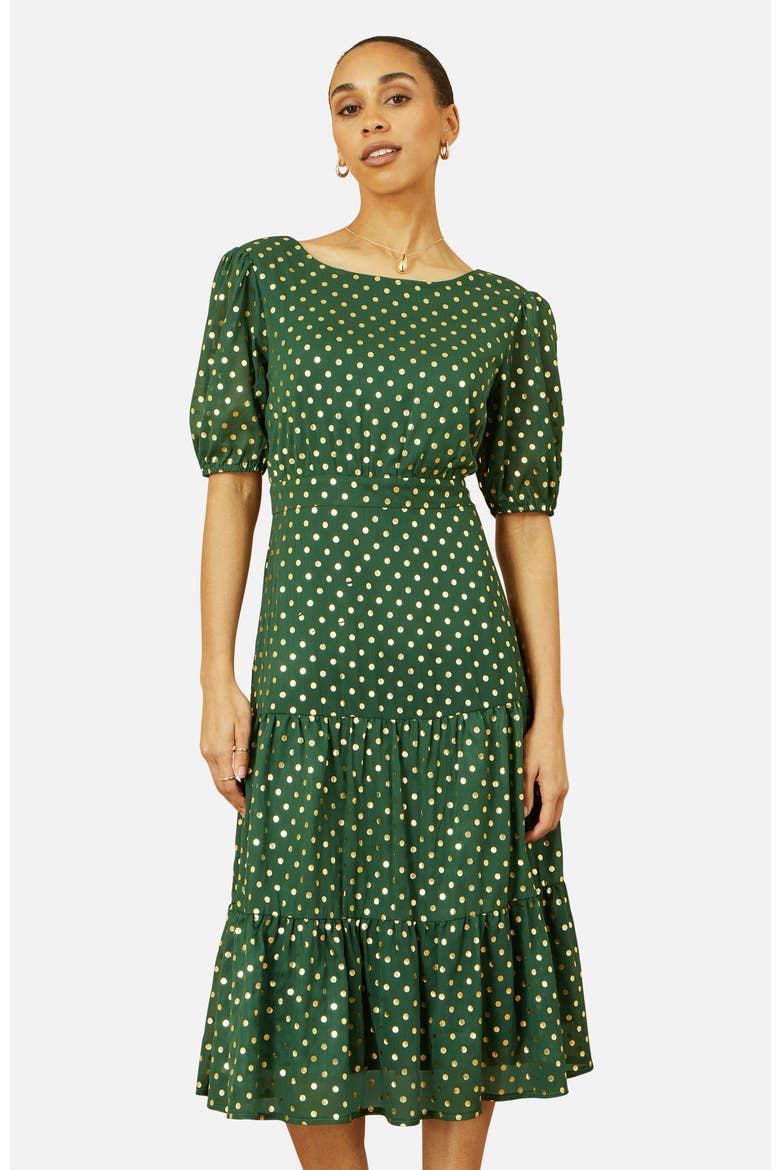 Foil Spot Midi Dress