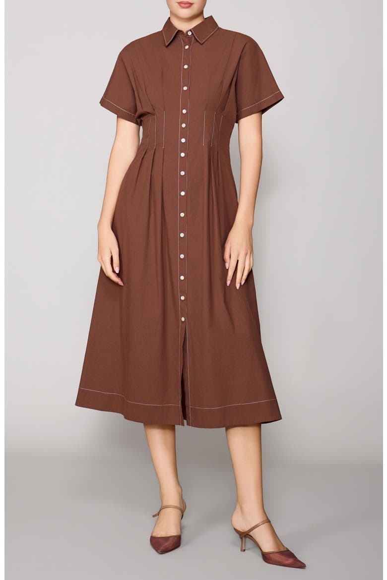Contrast Stitch Midi Shirtdress