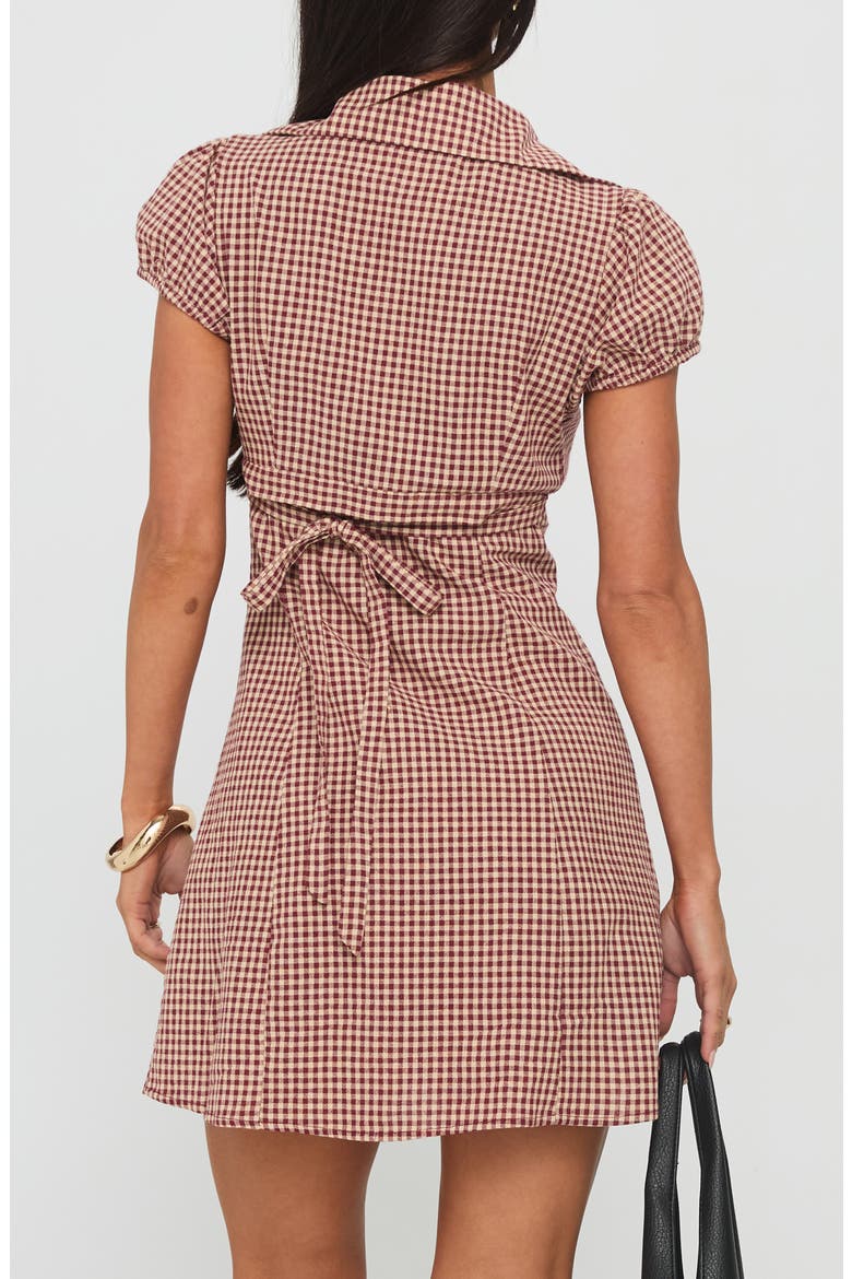Kavira Gingham Cotton Mini Shirtdress