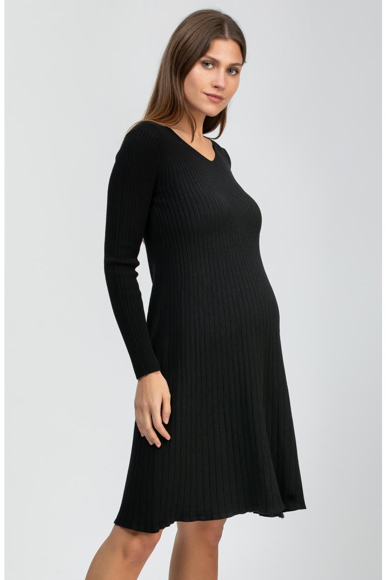 Bianca Rib Long Sleeve Maternity Dress