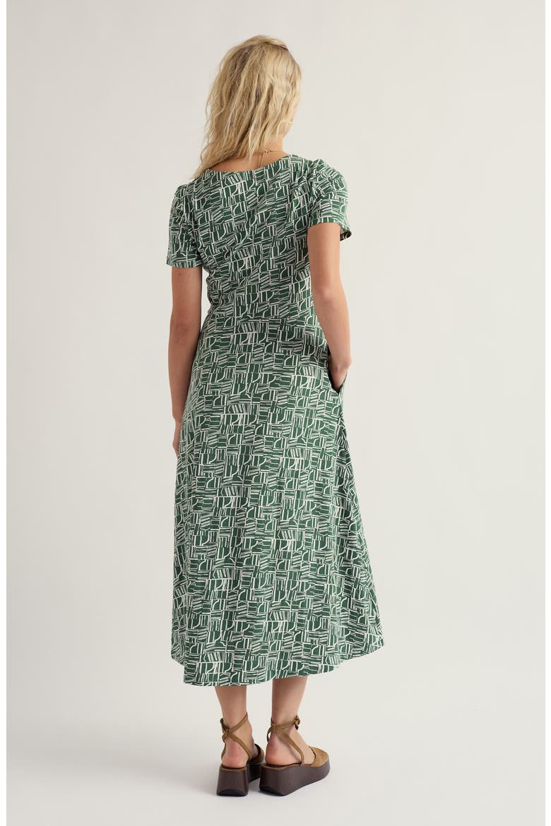 Veronica Abstract Print Stretch Organic Cotton Midi Dress