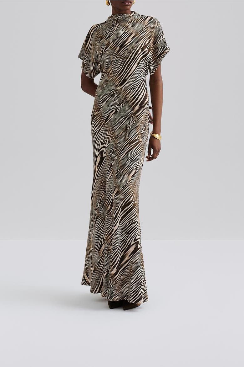 Alivia Short Sleeve Satin Maxi Dress
