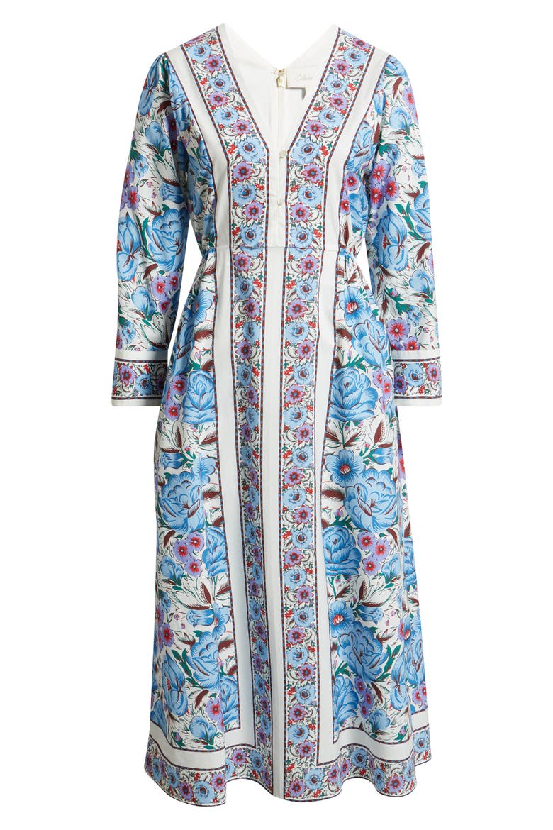 Blanche Print Long Sleeve Organic Cotton Midi Dress