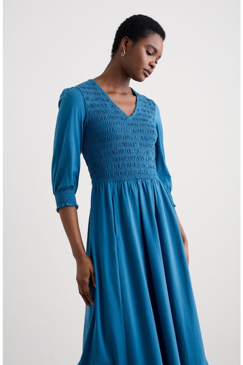 Sea Sound Smocked Midi Dress