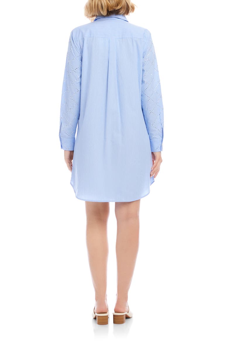 Embellished Long Sleeve Cotton Shirtdress
