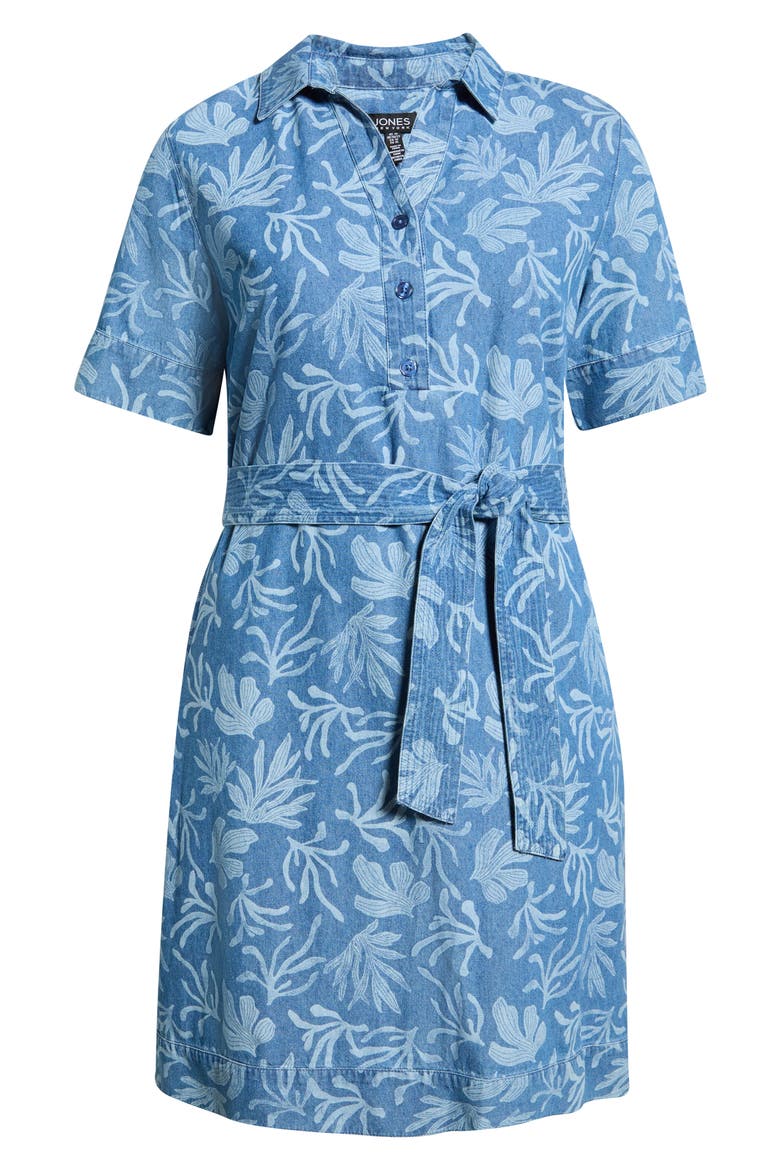 Floral Print Tie Waist Shirtdress
