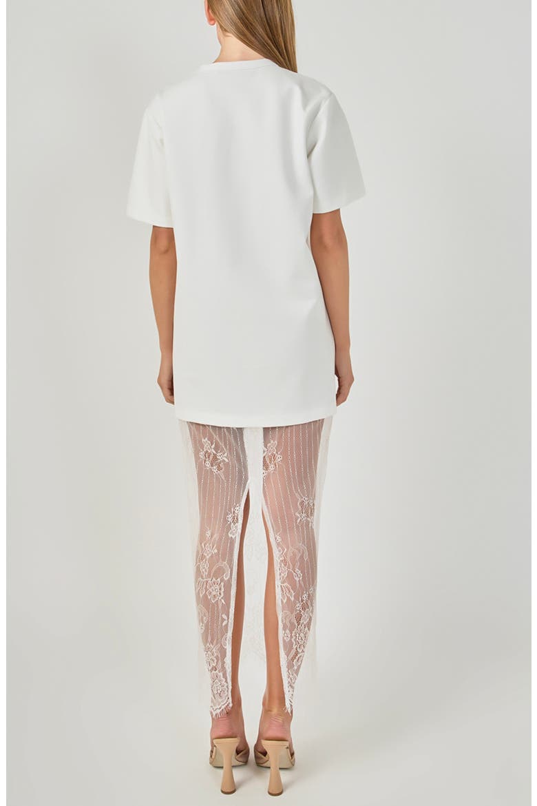 Mixed Lace T-Shirt Midi Dress