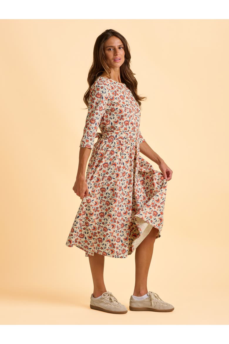 Beech 3/4 Sleeve Waist Tie Midi Dress