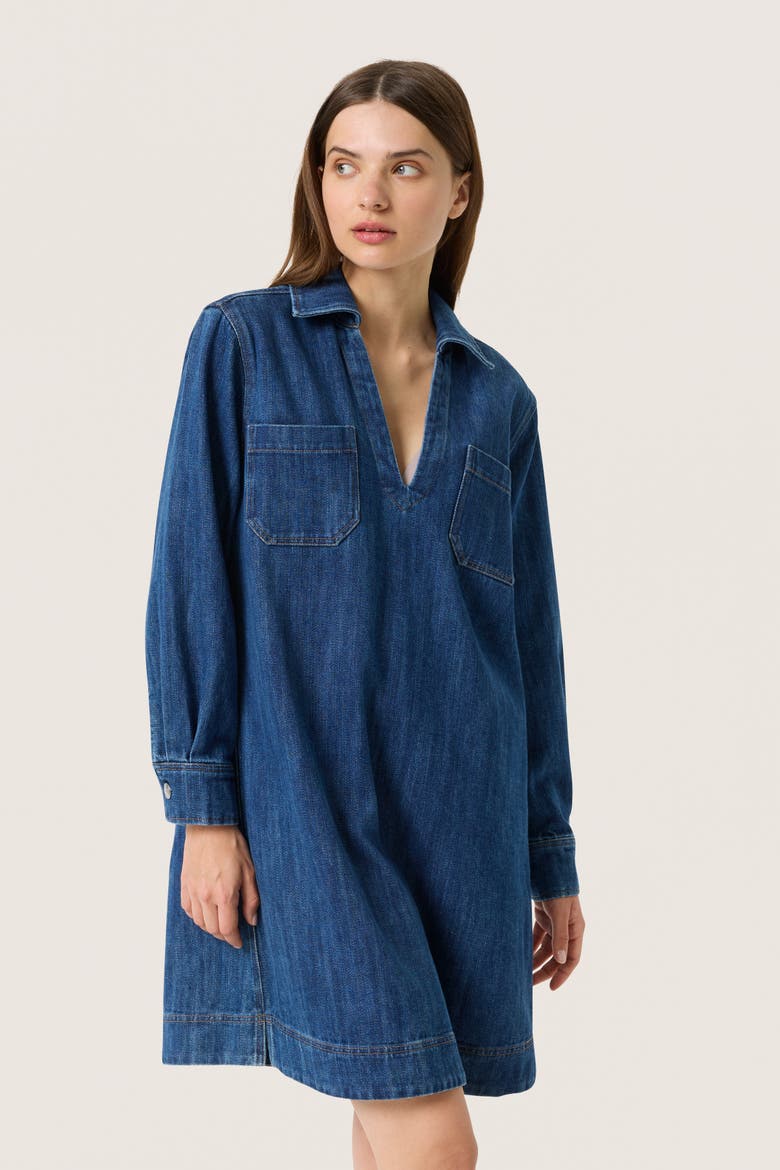 Slzianna Long Sleeve Collar Denim Dress