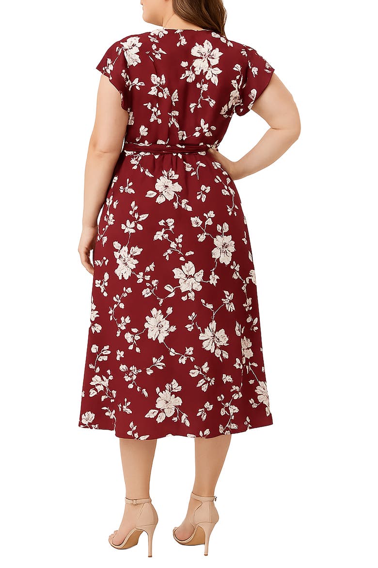 Floral Wrap Bodice Midi Dress