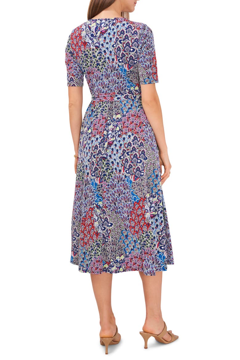 Print V-Neck Midi Dress