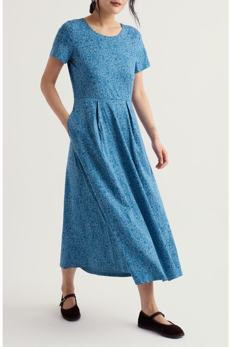 Veronica Floral Stretch Organic Cotton Midi Dress