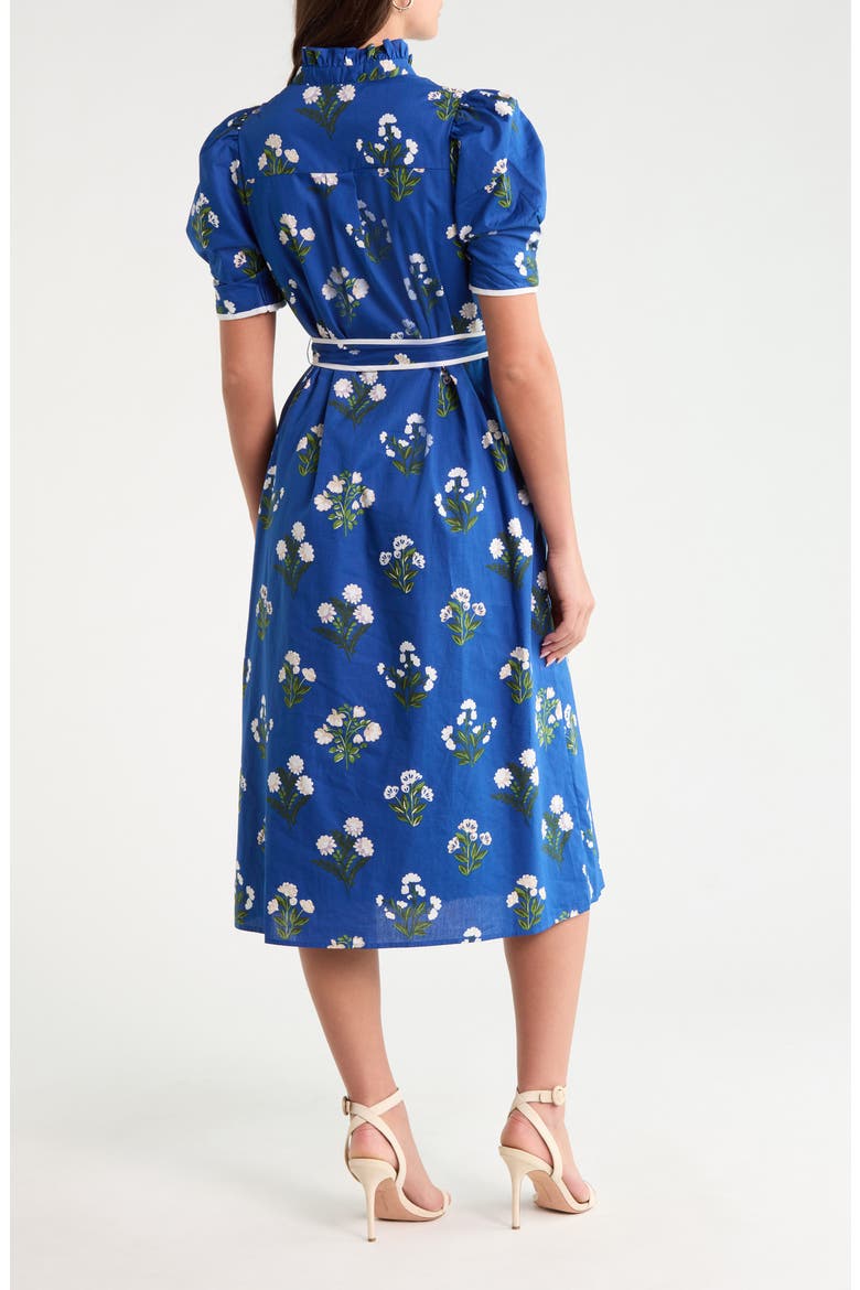 Gianny Puff Sleeve Tie Waist Midi Dress