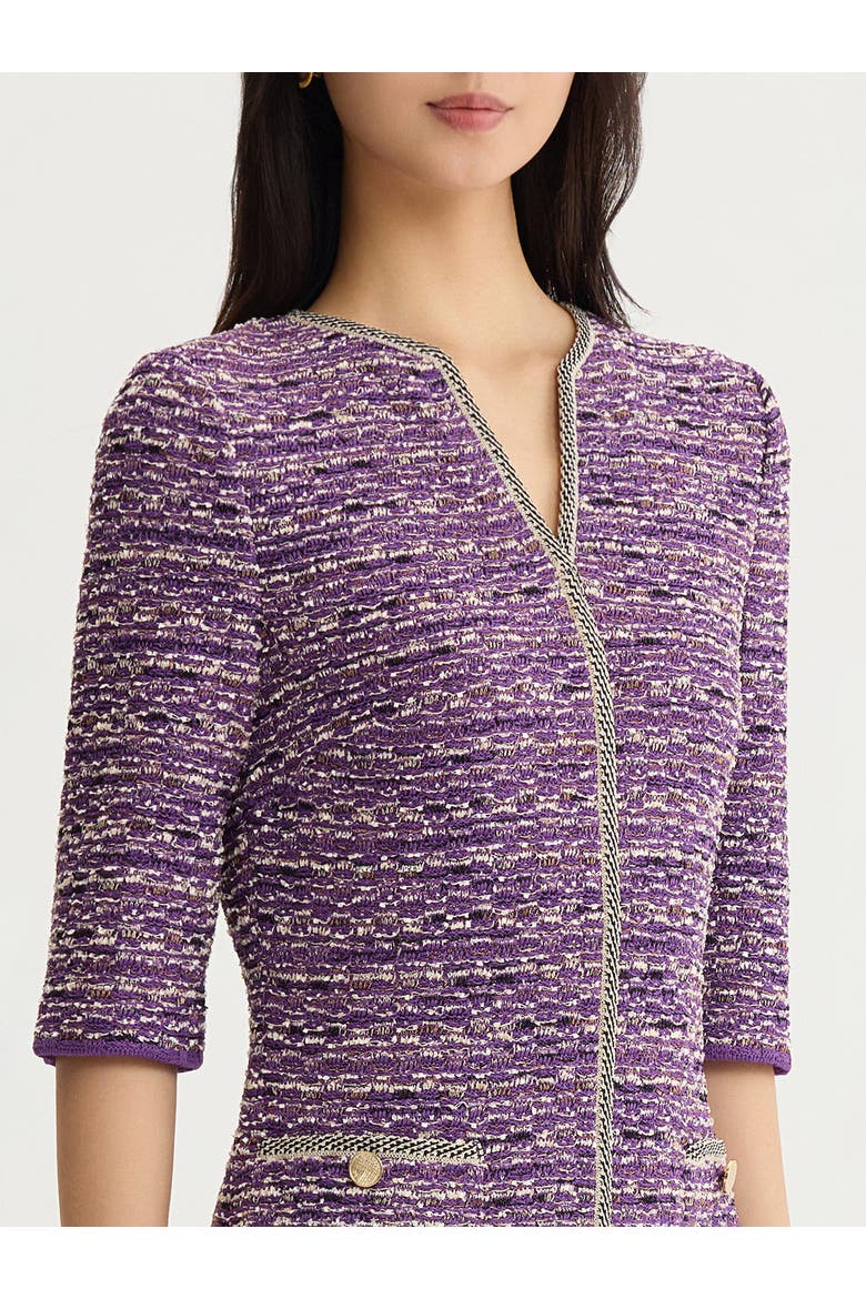 Lurex Eyelash Ribbon Knit Sheath Dress