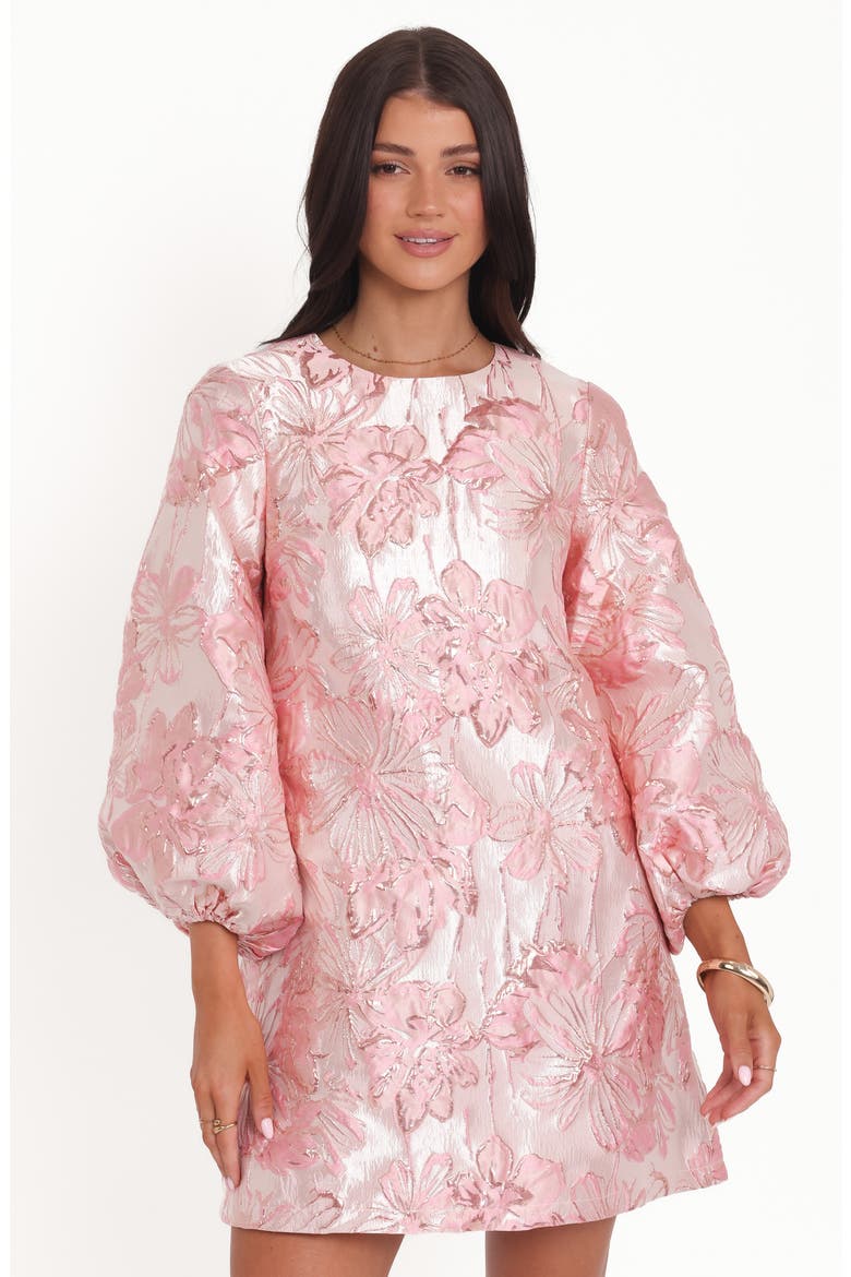 Treloar Balloon Sleeve Metallic Jacquard Minidress