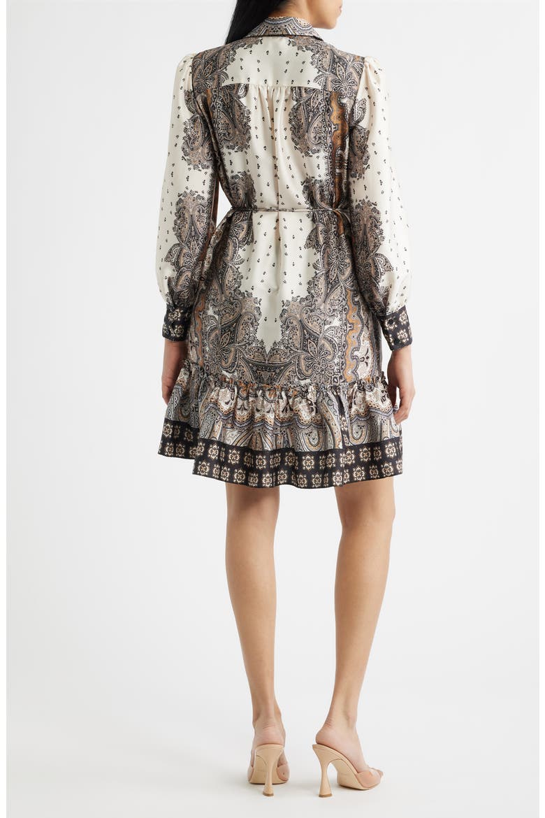 Mixed Paisley Long Sleeve Shirtdress
