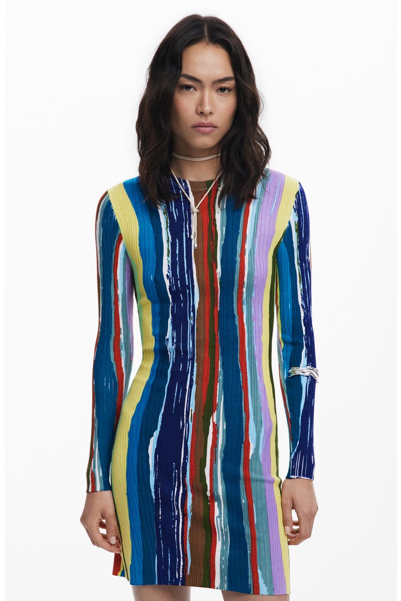 Paint Stripe Long Sleeve Minidress