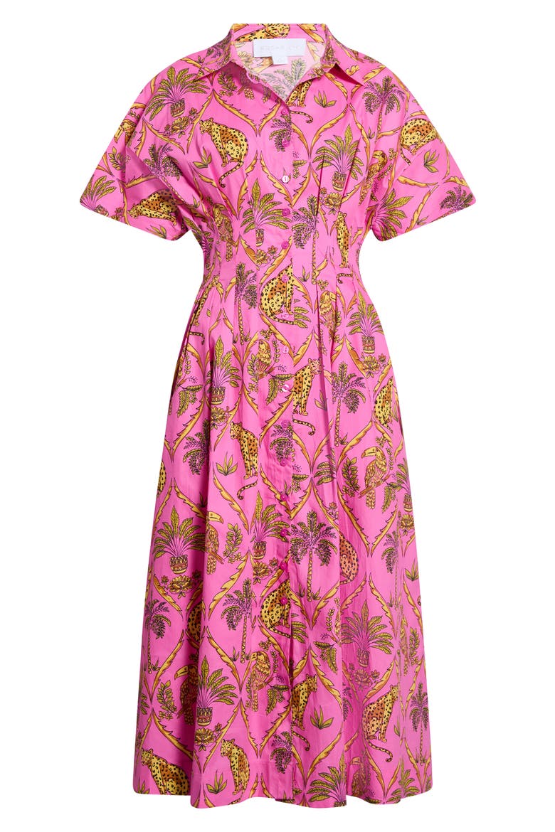 Wilderra Pleated Cotton Midi Shirtdress