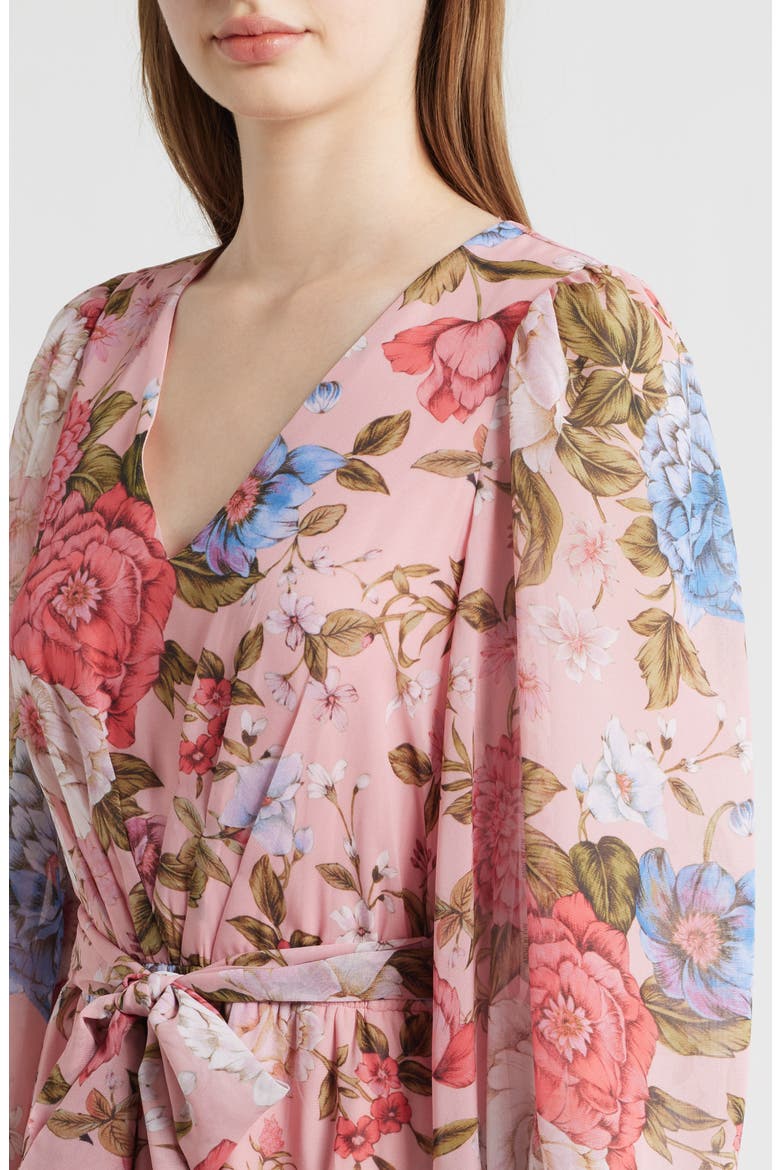 Floral Print Tie Waist Midi Dress