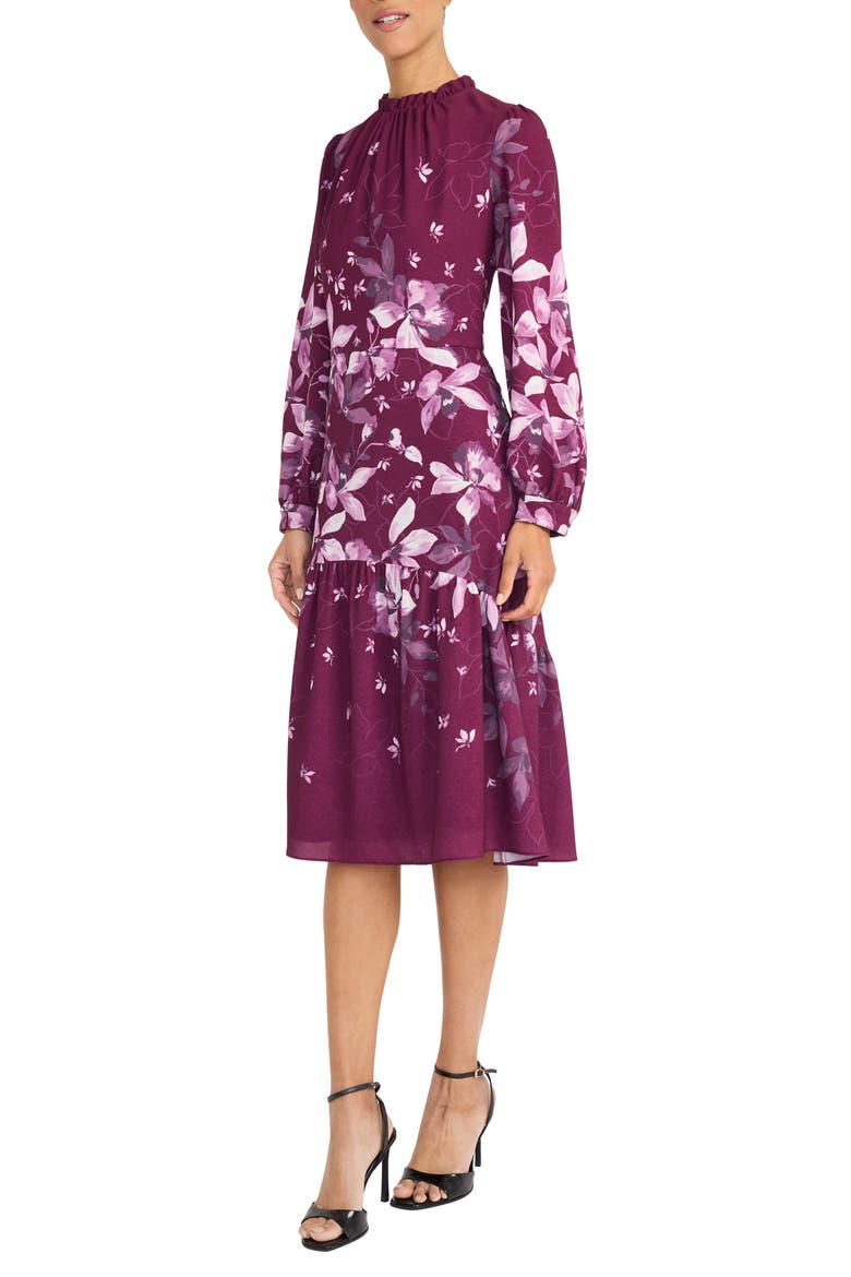 Floral Long Sleeve Midi Dress
