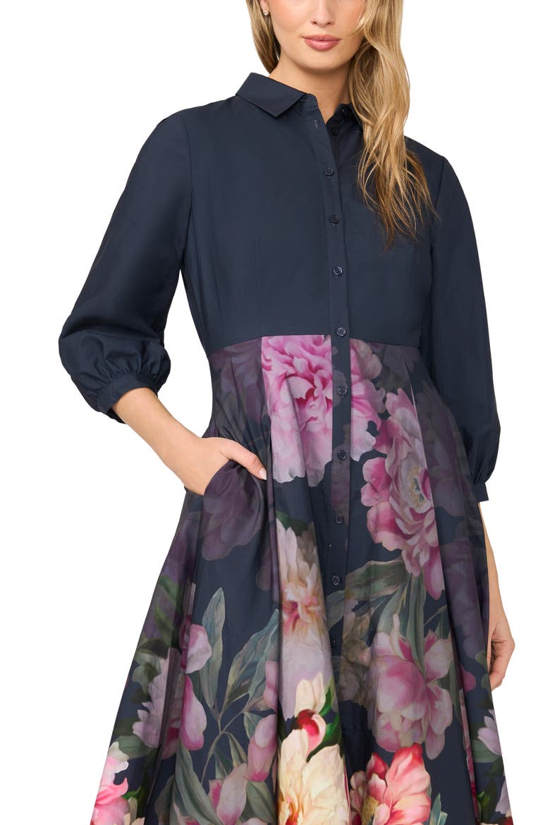 Meredith Placed Floral Cotton Midi Shirtdress