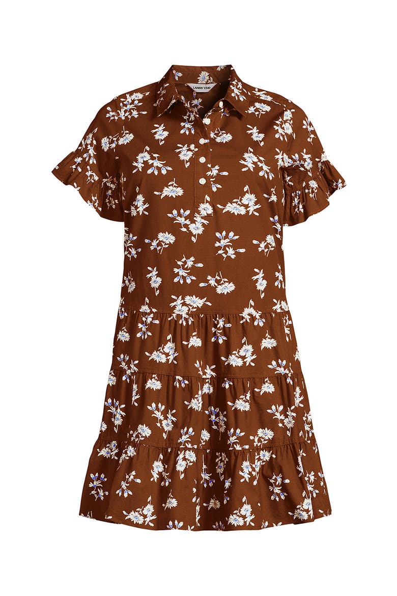 Poplin Flutter Sleeve Knee Length Popover Dress