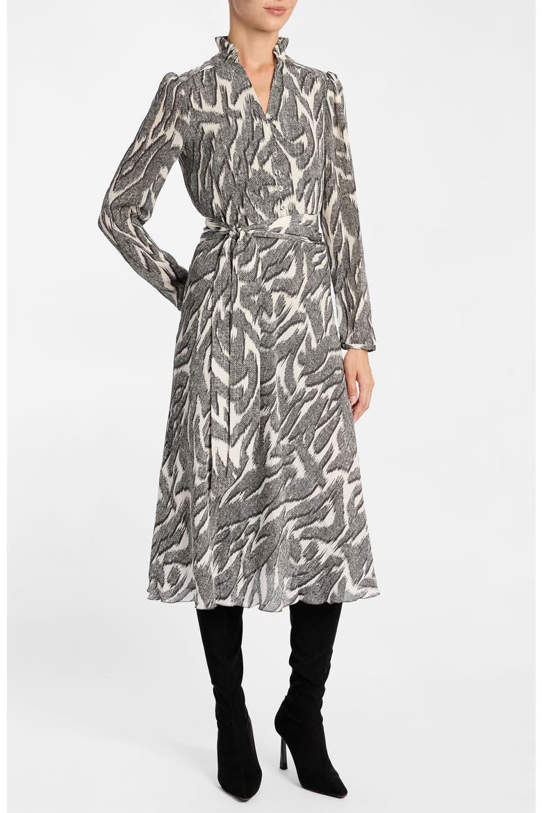 Irina Ruffle-Neck Buttoned Midi Dress
