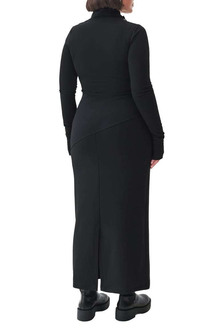 Broome Asymmetric Half Zip Long Sleee Maxi Dress