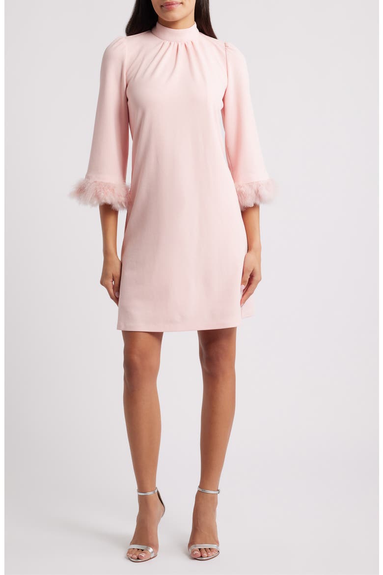 Feather Trim Sheath Dress