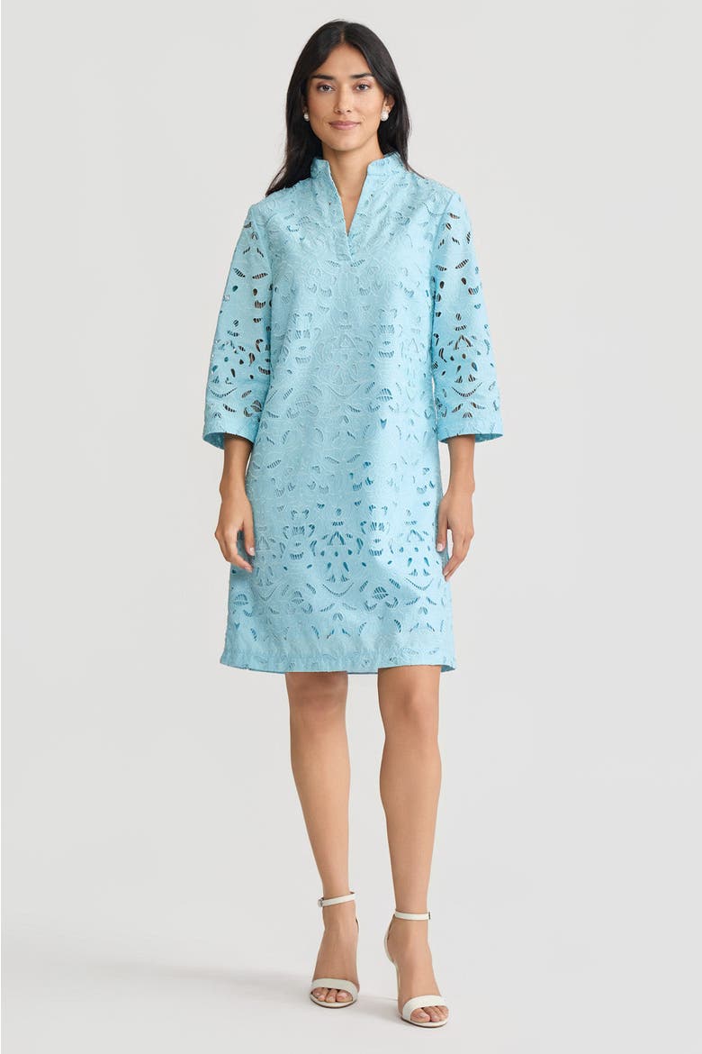 Lined Embroidered Stitch Woven Midi Dress