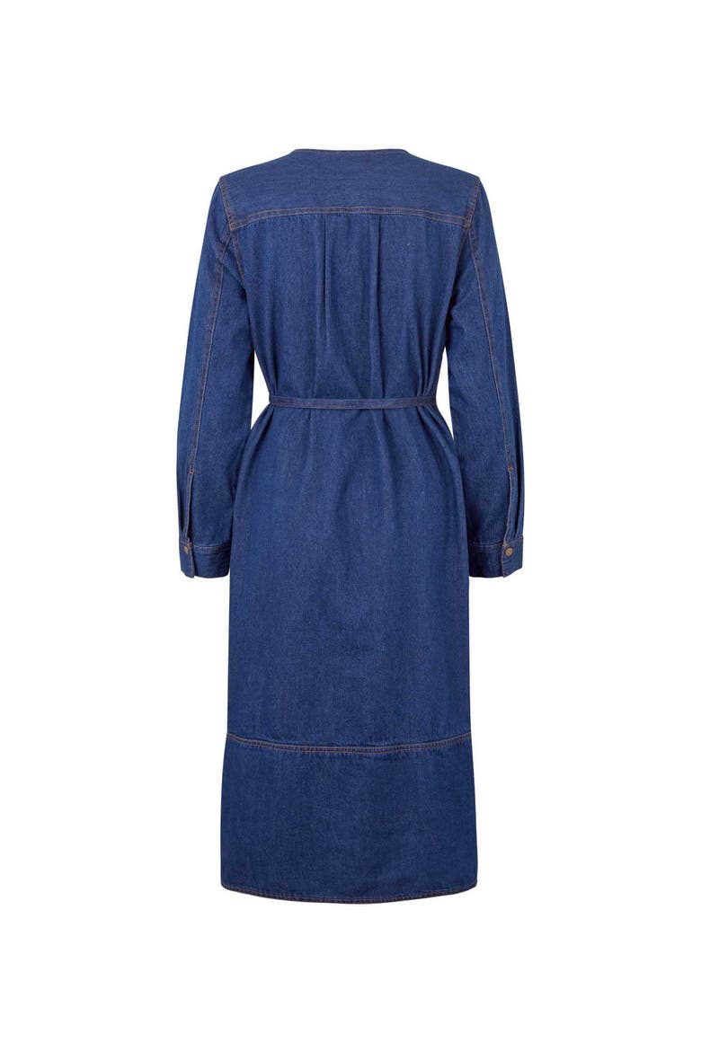 Long Sleeve V-Neck Denim Midi Dress
