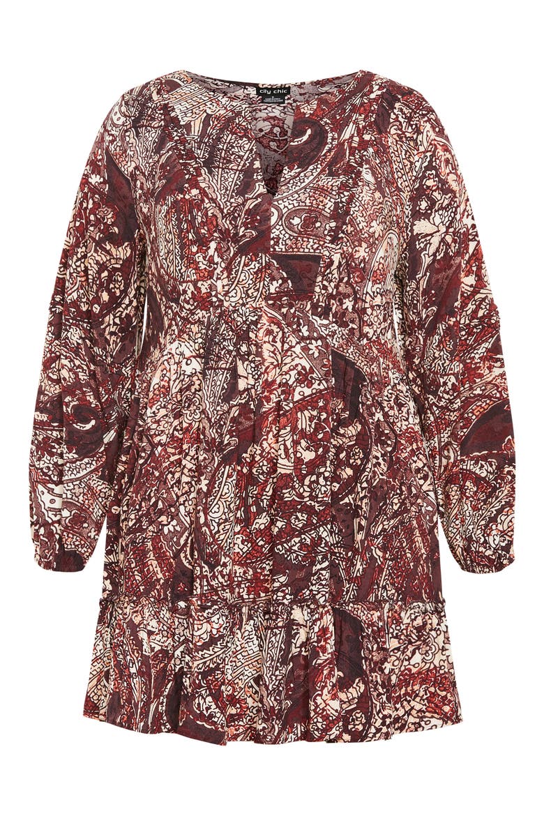 Mira Long Sleeve Paisley Tiered Dress