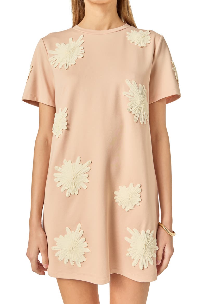 Flower Detail T-Shirt Minidress