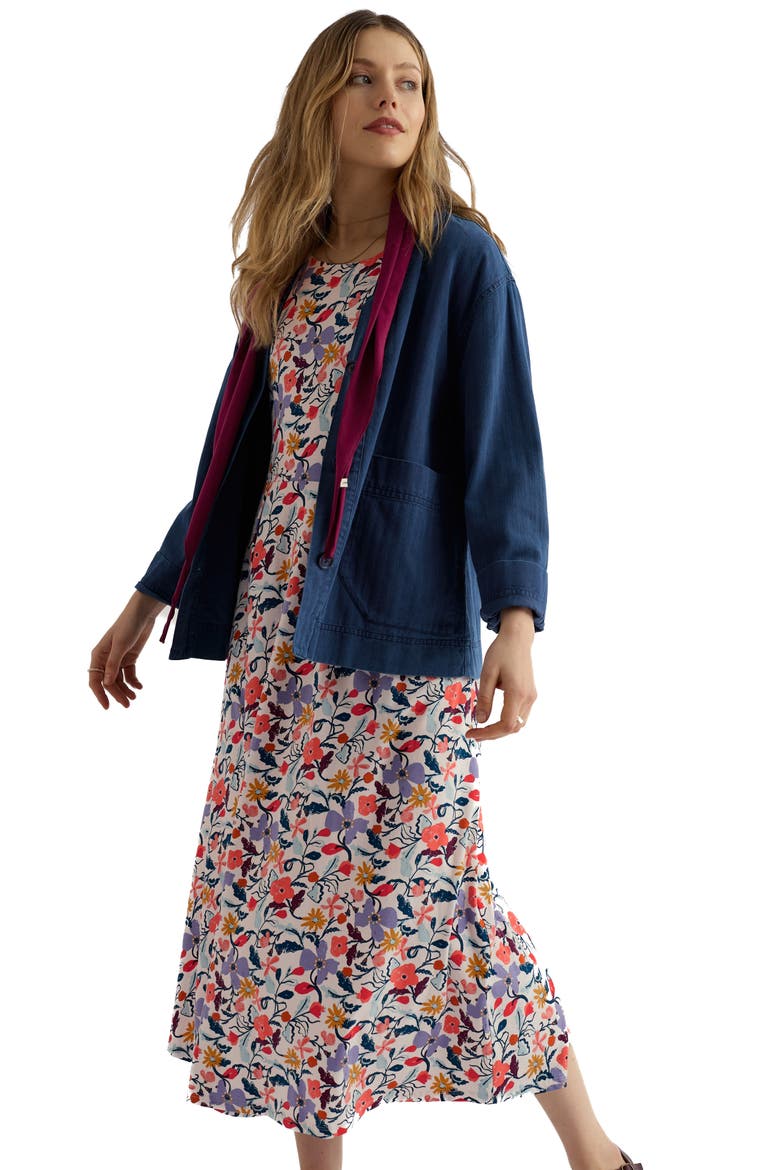 Veronica Floral Stretch Organic Cotton Midi Dress
