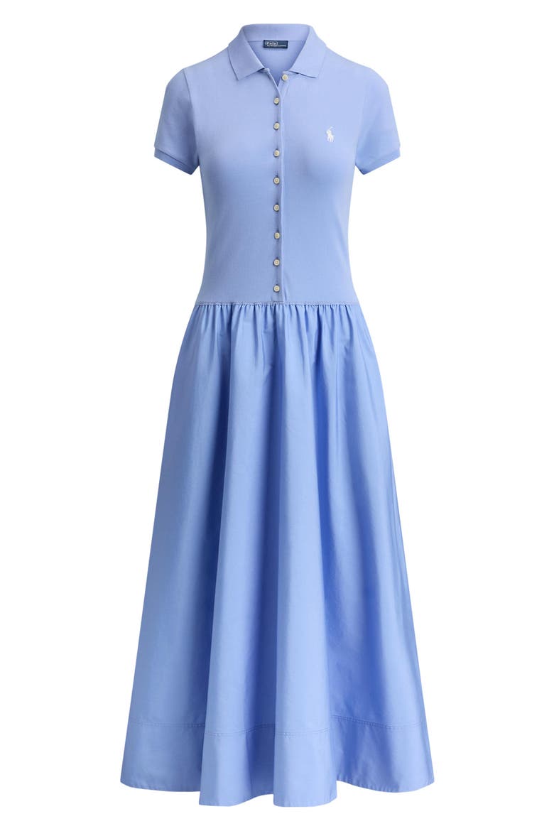 Polo Bodice Mixed Media Midi Dress